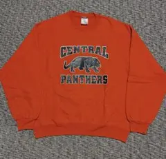 90s JERZEES カレッジプリント スウェット オレンジ　短丈　古着