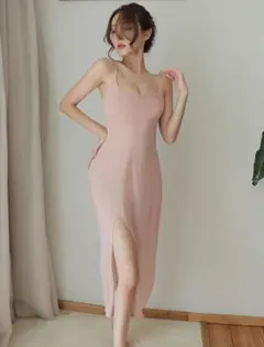 セクシー ボディコンドレス Tバック セット キャミワンピース 4034 肌色