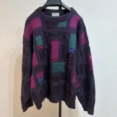 80's HUGO BOSS クルーネックニット 総柄のサムネイル