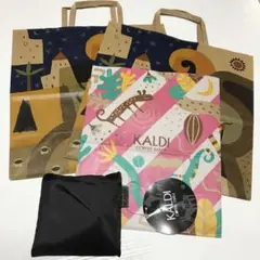 KALDI カルディ エコバッグ （黒）　バレンタイン限定　ショッパー　4点