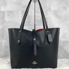 A4 美品 コーチ レザー トートバッグ マーケット ターンロック ブラック