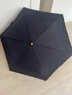アフタヌーンティー　スカラップドット刺繍晴雨兼用折りたたみ傘 日傘　ブラックのサムネイル