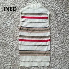 INED ノースリーブ ハイネック カットソー ニット ボーダー 日本製 M