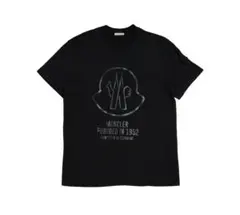 モンクレール Tシャツ ブラック サイド切替 ブラックラバーロゴ 超美品 