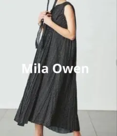 極美品　ミラオーウェン　ウエストシャーリングワッシャーワンピース　ノーリーブ