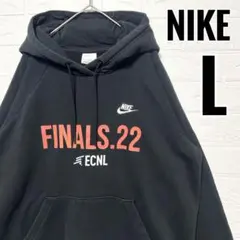 NIKE パーカー　黒　刺繍ロゴ　プルオーバー　米国ユースサッカーリーグ　【L】