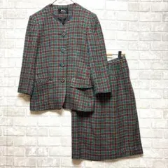 セットアップ スカート M L 美品 チェック カラフル 個性的 レトロ