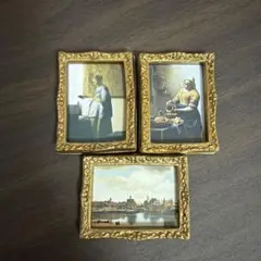 ミニチュア額縁入り絵画 マグネット3点セット