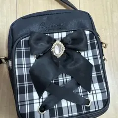 チェック柄リボンショルダーバッグ