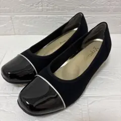 アシックス　フットスキ　 パンプス　エナメル　黒　23.5 EEE 軽量