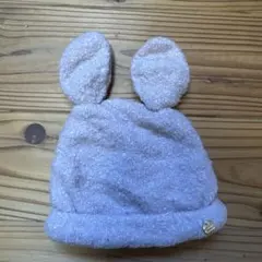 ウサギ耳付き薄紫色帽子
