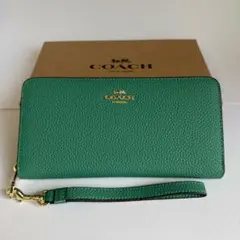 COACH コーチ 長財布 グリーン レザー CW715 - メルカリ