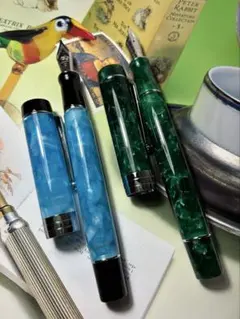 【美品】コンクリン　デュラグラフ　ターコイズナイト　flexニブ換装　純正ニブ付 美品】コンクリン デュラグラフ ターコイズナイト flexニブ換装 純正