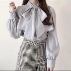 グレイル ボウタイケープブラウス Mサイズ リボン パールボタン