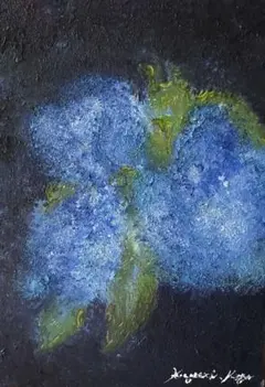 青だらけの花の作品　F0号作品　最新作！　画家　小楠アキコ作品　アクリル絵の具 青だらけの花の作品 F0号作品 最新作！ 画家 小楠アキコ作品 アクリル