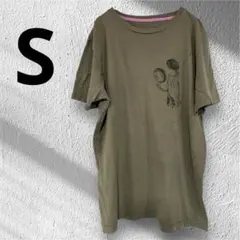 海外古着RETHINKオリーブ色 Tシャツユニセックス Sサイズ　個性的