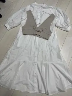 gu バンドカラーシャツワンピース&ビスチェ　2セット