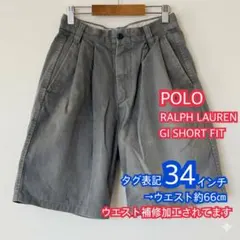 90s ポロラルフローレン 2タック チノショーツ 希少ペナント刺繍 W64のサムネイル