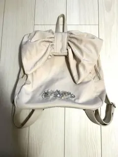 トッコクローゼット　リボン、ビジュー付きベージュリュック