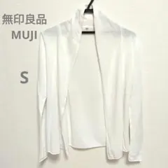 送料込☆MUJI 無印良品 綿100% 長袖カーディガン ホワイト Sのサムネイル