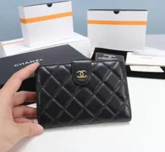 CHANEL キルティング 二つ折り財布 ブラック