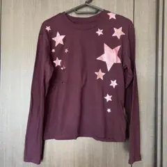 【美品】Gap Kids 星 プリント 長袖 Tシャツ パープル 150cm