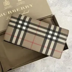 ✨美品✨ バーバリー 長財布 ノバチェック PVC レザー ブラック