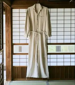 Camphor wood リネン ジャンプスーツ つなぎ Lサイズ チャコール open collar cotton linen belted l/s jump suit – CAMPHOR WOOD