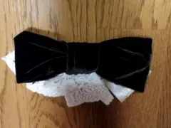 大きなリボンコサージュ　ブローチ　茶　ベルベット　レース　ボリューム　リボン　髪