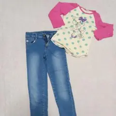 myRoomy 水玉長袖Tシャツ&デニムパンツ 140