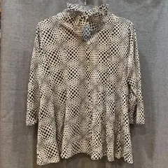 ★チュニック グレー×黒 ドット柄 ストレッチカットソー★