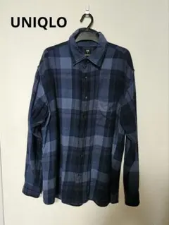 ☆UNIQLO ネルシャツ ネイビー系 チェック柄☆