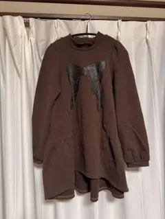 QVC &LOVE アンドラブクローゼット ブラウン リボントレーナースウェット