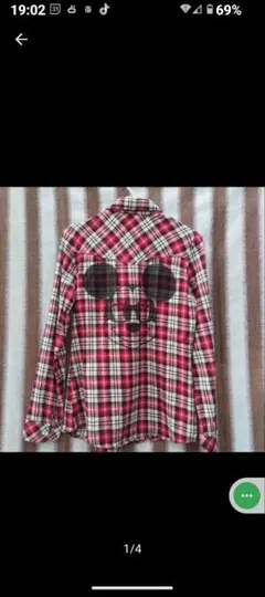 チェック柄プリント長袖シャツ L