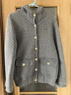 グレー キルティング フード付きジャケット