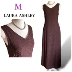 ローラアシュレイ⭐️花柄刺繍ノースリーブワンピース Mサイズ ブラウン