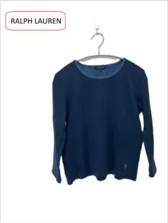 【RALPH　LAUREN】 ロゴ刺繍 ダークブルー 長袖Tシャツ