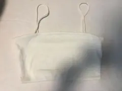 ホワイト リブ ベアトップ チューブトップ