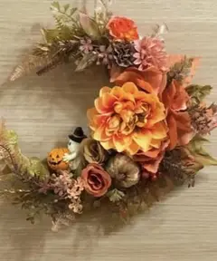 ハロウィン　三日月リース　フラワーリース
