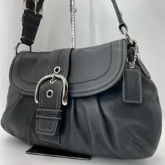 良品 COACH ワンショルダーバッグ レザー ブラック ソーホー