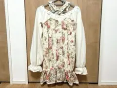 LIZLISA♡ぼかし薔薇柄♡起毛パワーネットレース♡チュニックトップス♡ニット