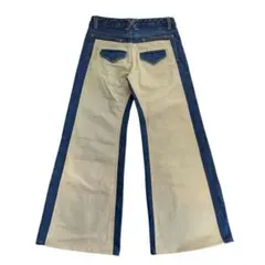 00s y2k チノ生地切替 デニム バギー パンツ