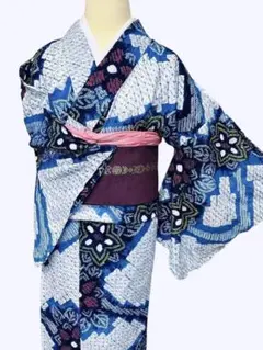 A55浴衣 本場有松鳴海絞り 夏物 夏 木綿 綿 手縫い - メルカリ