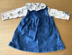 ⭐︎11/3まで値下げ⭐︎【Petit Bateau】　デニム花柄フリルワンピース