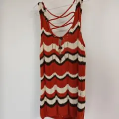 お値下げ✿オレンジ波模様ノースリーブトップス　Mサイズ