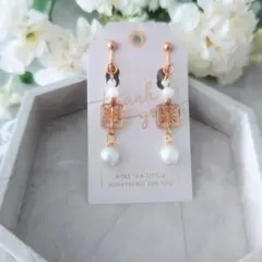 花チェコビーズ/コットン調パール/イヤリング/ファルファーレ/マガ玉ビーズ