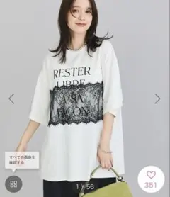 Green Parks レースドッキングオーバーサイズロゴTシャツ