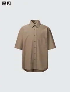 UNIQLO U チェック柄半袖シャツ ブラウン