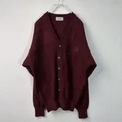 【90s】ボルドー 短丈 ウール カーディガン アーカイブ (レナウン製)
