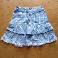 水色チェックフリルスカート